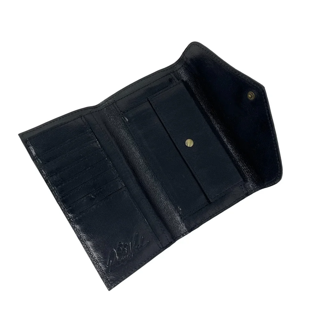 NWOT Patricia Nash Cori Leather Envelope Wallet - Olive Python - Black + Green